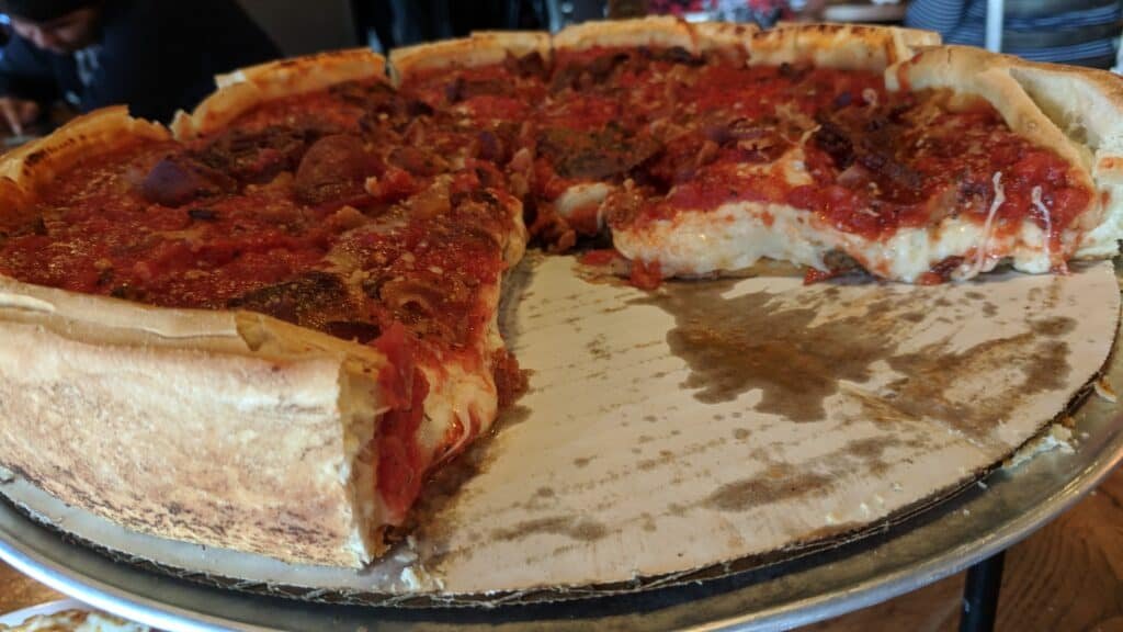 photo of Chicago deep dish pizza