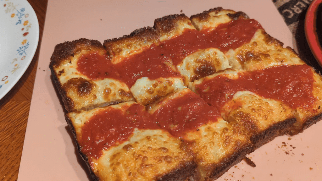 photo of a Detroit-style pizza